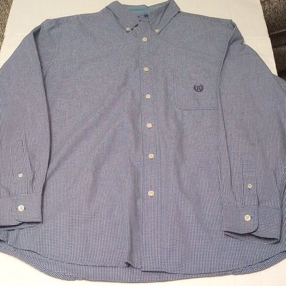 Ralph Lauren chaps blue and white check button down - Picture 2 of 10